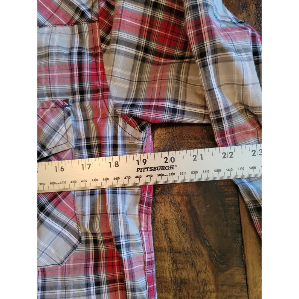 Coevals Club Western Snap Shirt Mens Small Red White Black Plaid Excellent Pearl - Picture 6 of 7